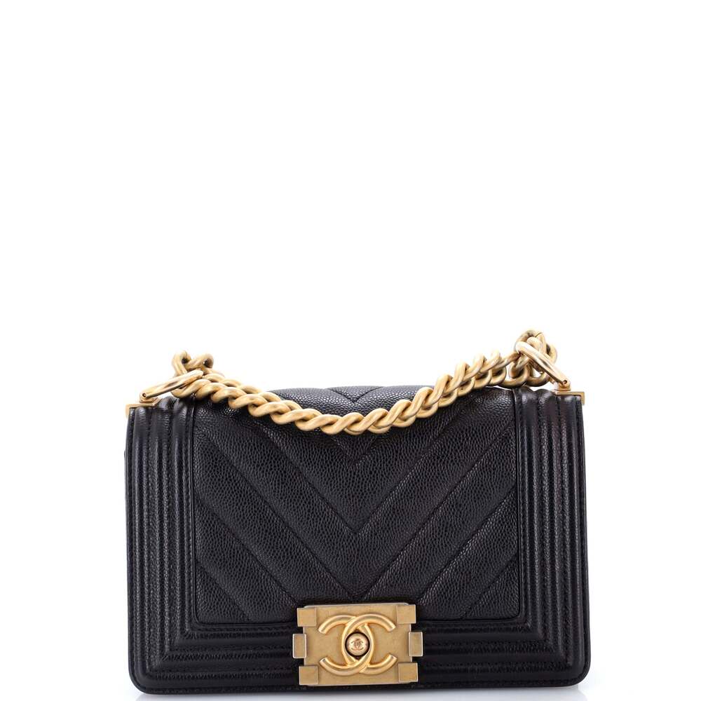 Chanel Boy Flap Bag Chevron Caviar #321058C45B
